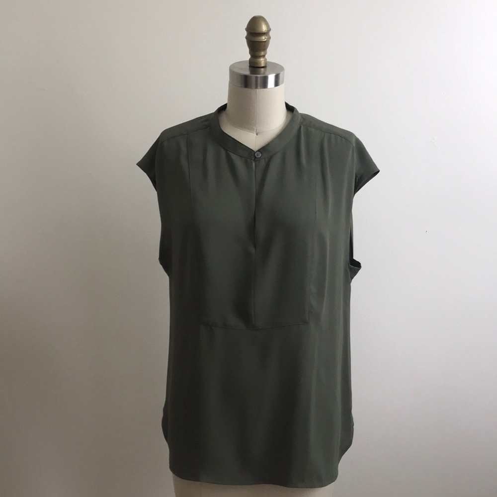 J Crew Drapey Cap Sleeve Top in Frosty Olive